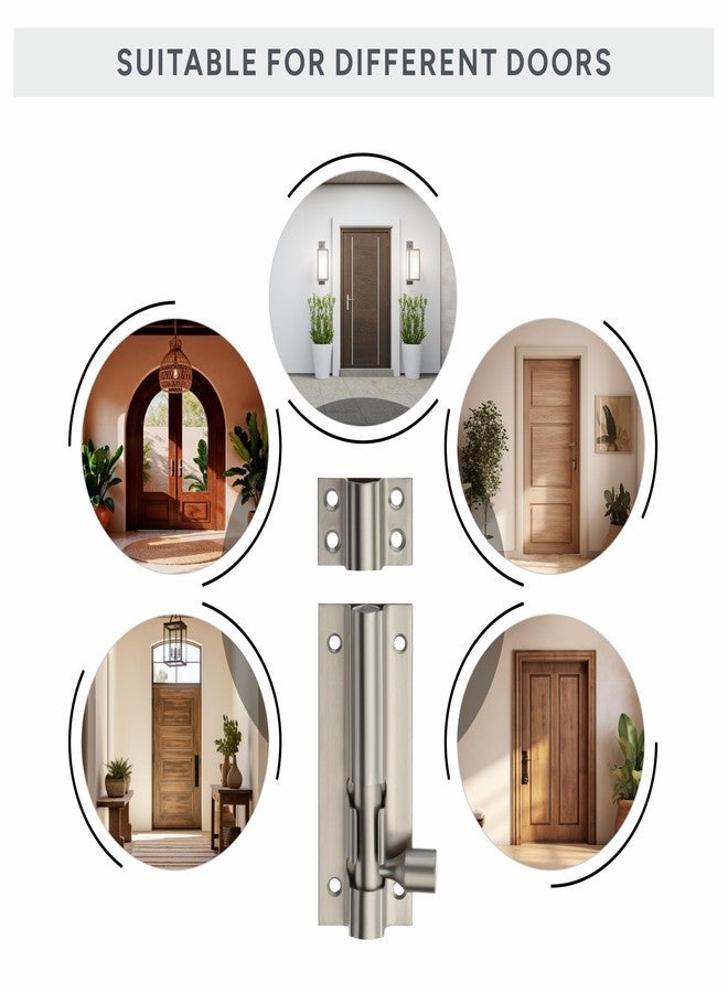 LAPO مزلاج برجي فاخر من الفولاذ المقاوم للصدأ من لابو، مقاس 8 بوصات، للأبواب والنوافذ، سهل التركيب، مزود بمسامير (تشطيب غير لامع، عبوة من 6 قطع) - Image 5